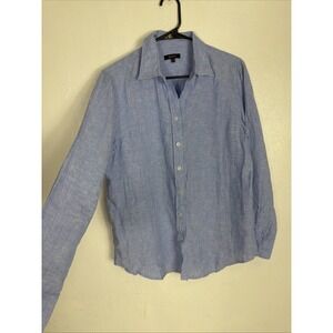 Quince Blue 100% European Linen Button Down Shirt S